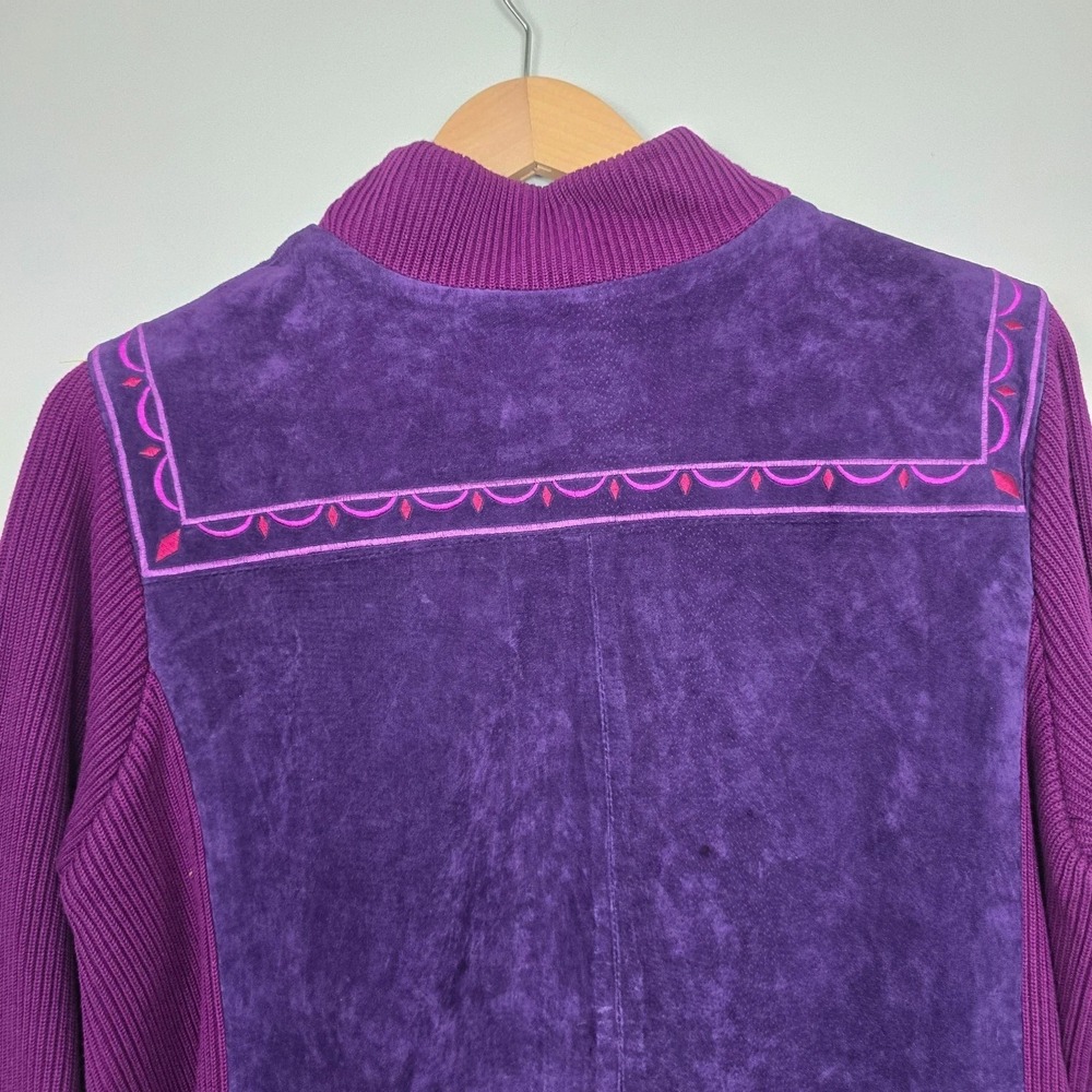 Bob Mackie Wearable Art Embroidered Leather Jacket Sz L Boho Festival Statement - Picture 9 of 13